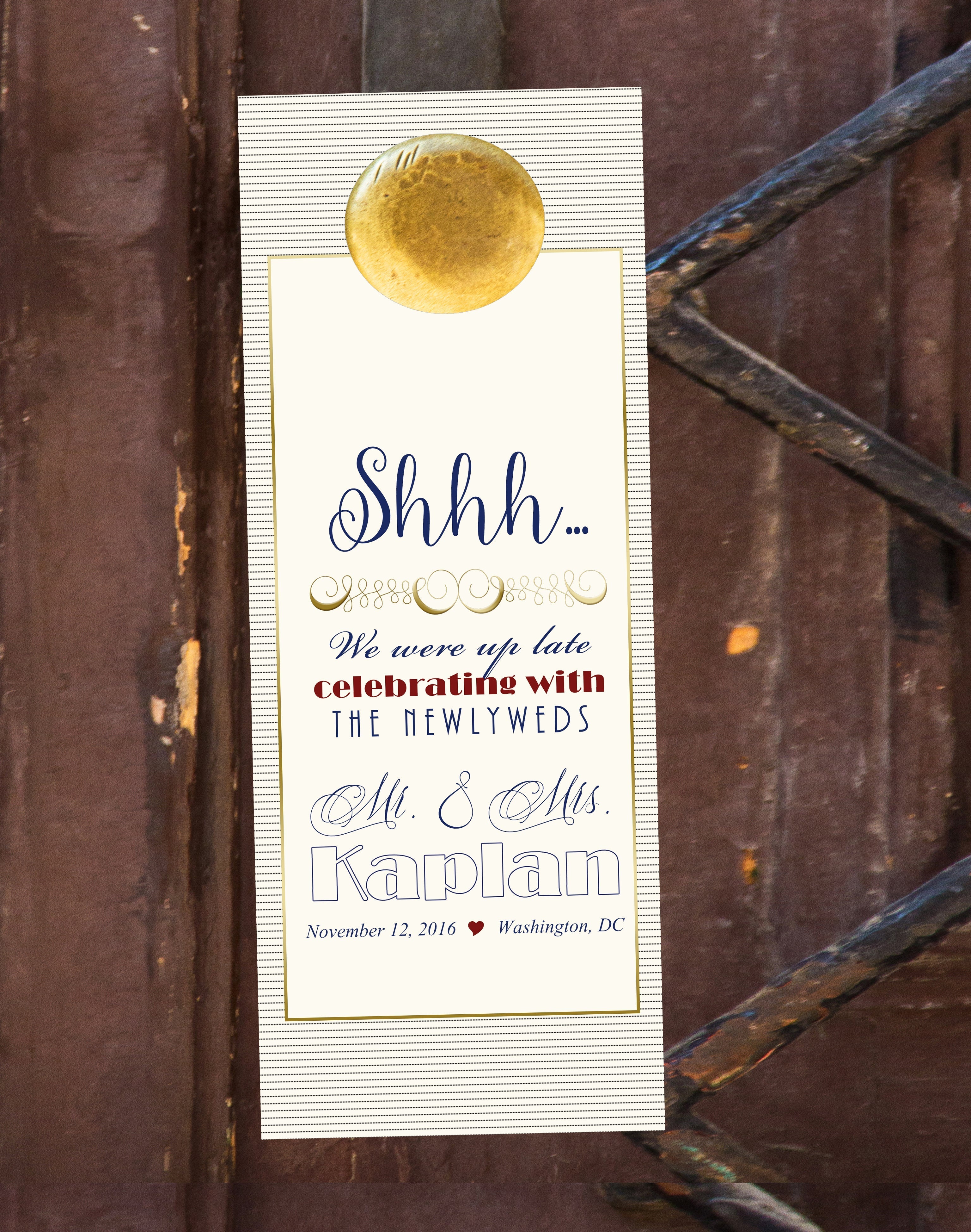 Customizable Clever Text Wedding Door Hanger & Hotel Guest Do Not Disturb Sign