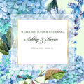 Blue & Purple Hydrangea Floral Wedding Welcome Bag Labels & Gable Box Stickers