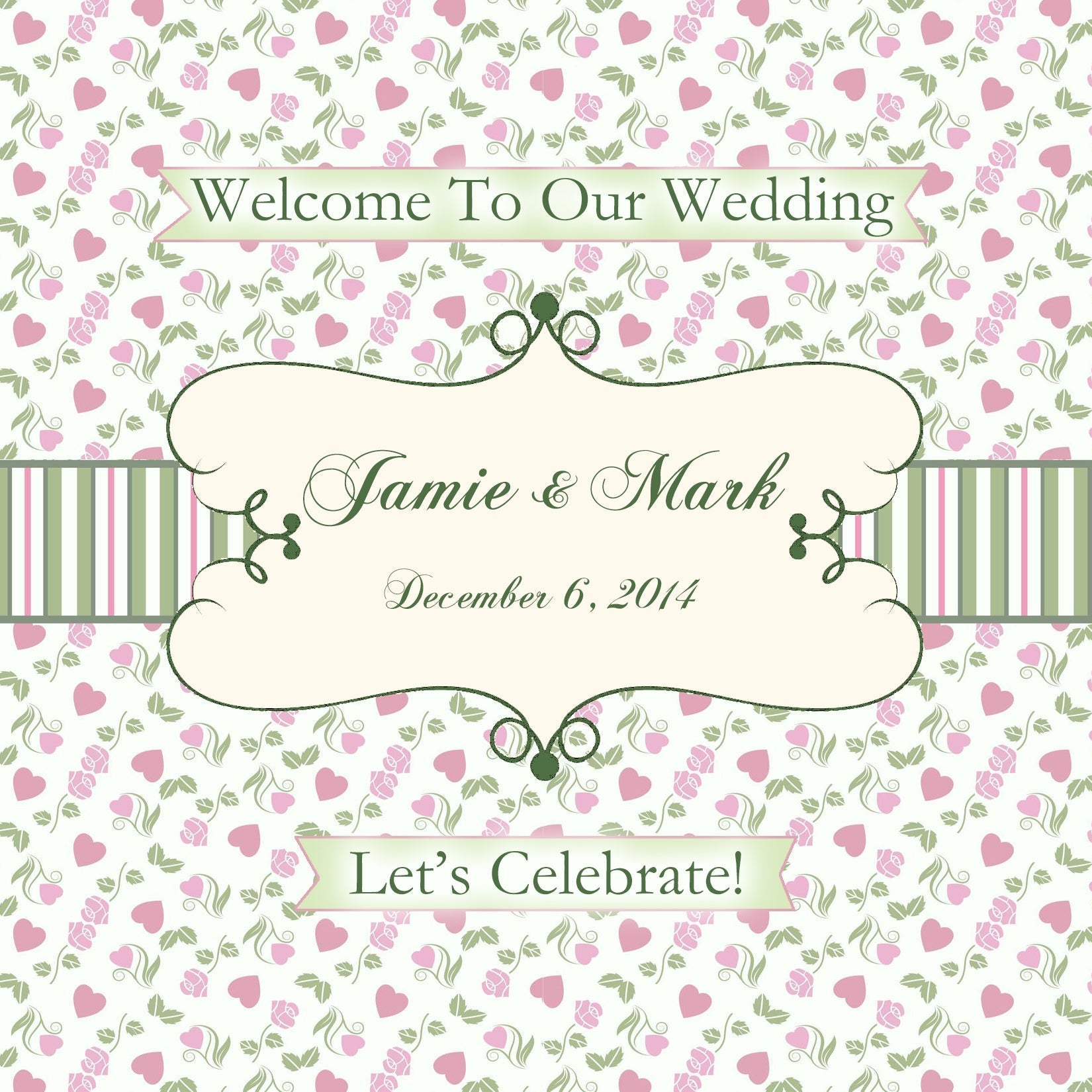 Pink and Sage Gingham Wedding Welcome Bag Labels & Gable Box Stickers