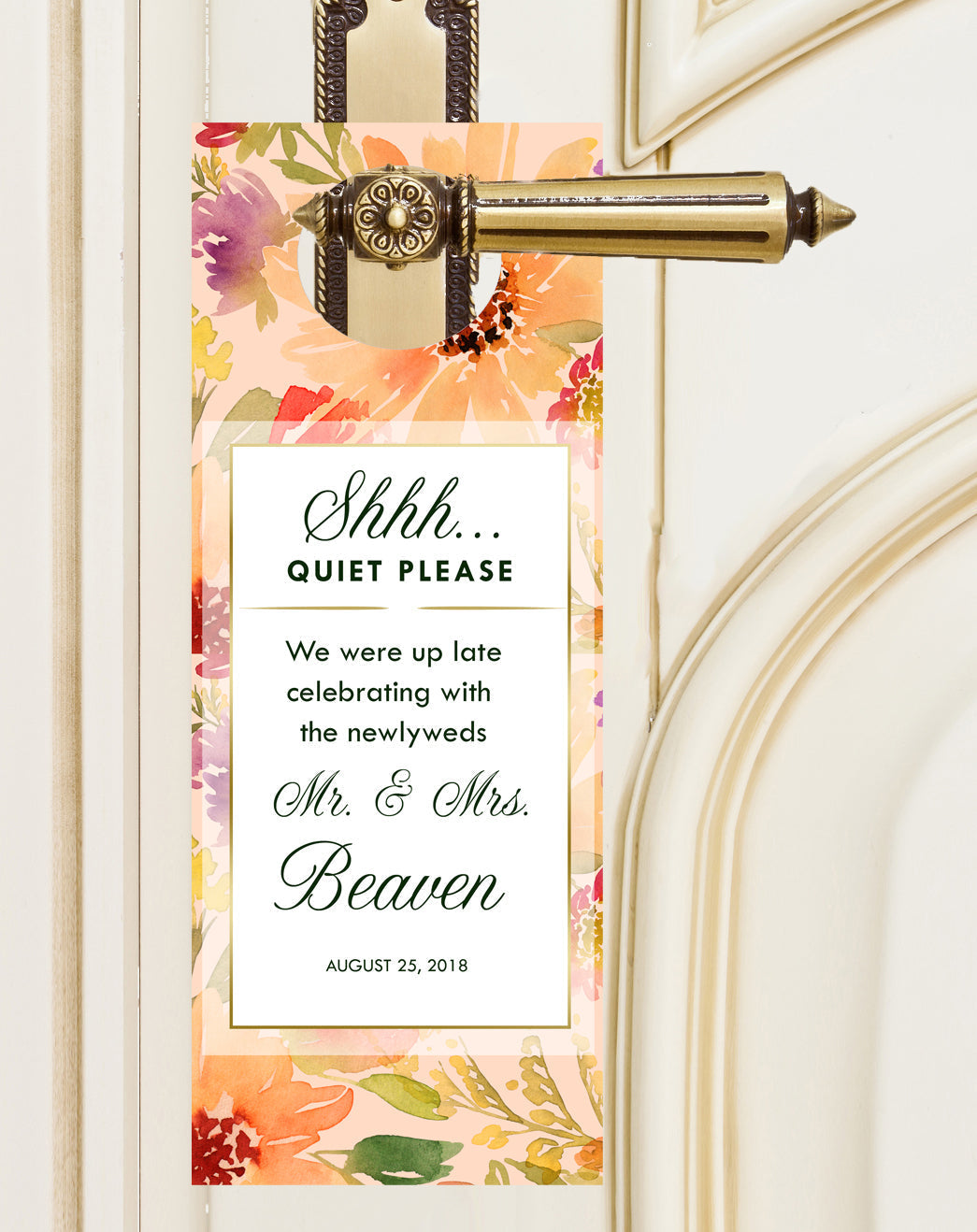 Summer Floral Custom Wedding Door Hanger & Botanical Hotel Guest Do Not Disturb Signs