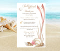 Pink and Gold Seashell Custom Wedding Welcome Note Cards & Tropical Beach Destination Guest Itinerary Inserts