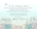 Teal and Silver Sea Coral Custom Wedding Welcome Note Cards & Tropical Beach Destination Guest Itinerary Inserts