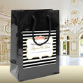 Black Stripe with Gold & Pink Accents Wedding Welcome Bag for Hotel Guests
