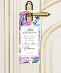 Blue or Purple Hydrangea Wedding Door Hanger Do Not Disturb Signs