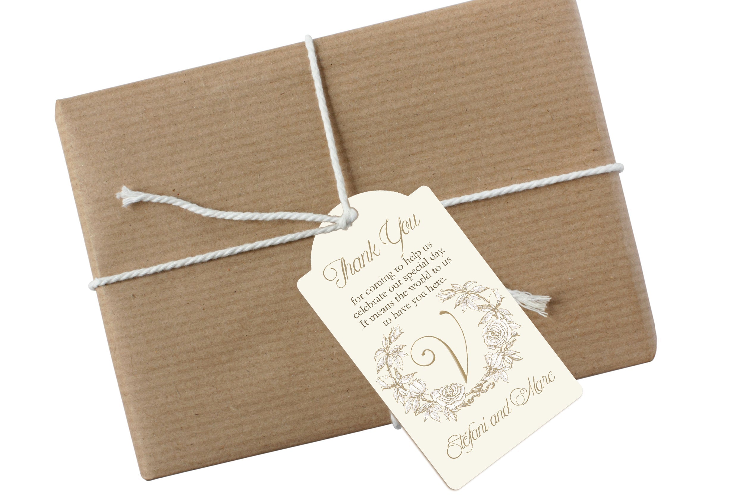 Classic Custom Monogram Wedding Welcome Bag Hang Tags & Gift Bottle Tags