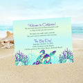Sea Turtle Custom Wedding Welcome Note Cards & Tropical Beach Destination Guest Thank You Itinerary Inserts